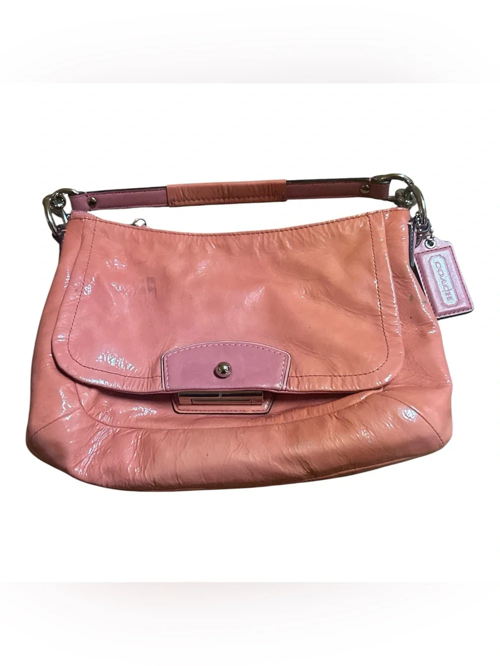 Coach Coral Pink Leather Shoulder Bag